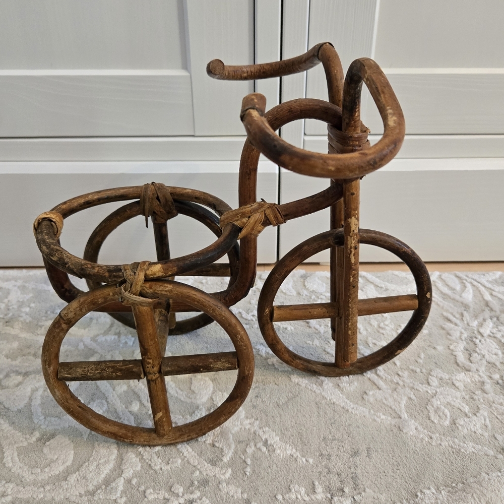 Vintage Wooden Boho Tricycle Plant Stand